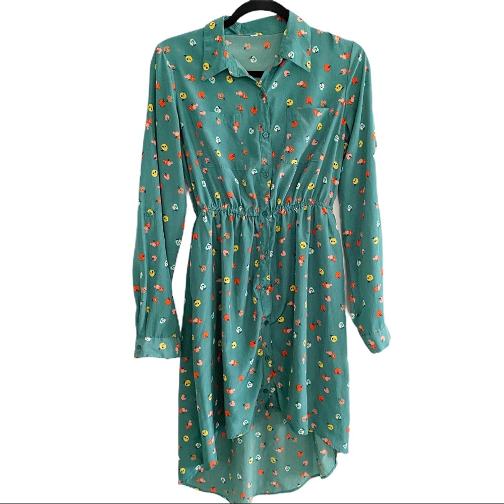 Xhilaration from Target 🌟 Green Floral Hi-lo Shirt Dress w/  Keyhole Back SM/MED